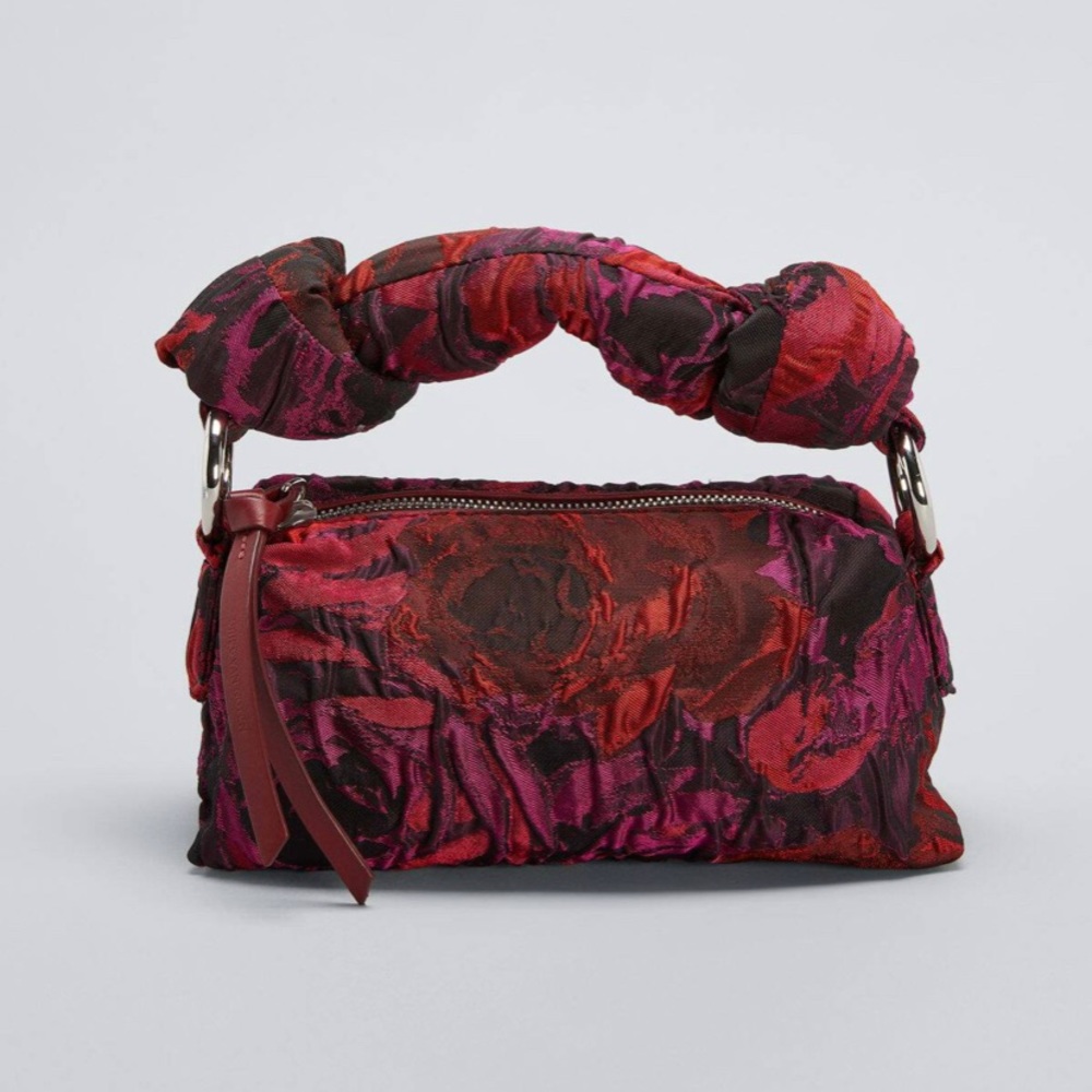 DRIES VAN NOTEN
Small Knot Handle Rose Jacquard Shoulder Bag In Fuchsia